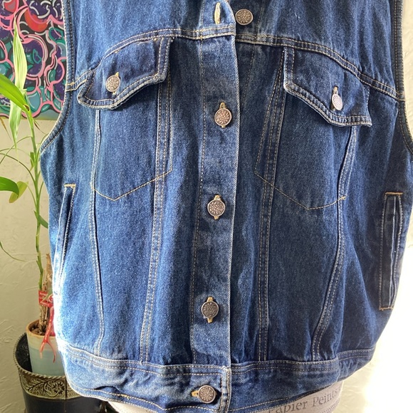 Sudden Impact Vintage 80s/90s Jeans Vest Women ~ Size Large - Picture 4 of 12